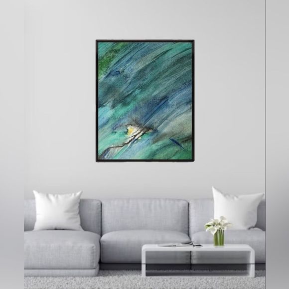 Wall hanging abstract, framed canvas art, painting - Picture 2 of 2